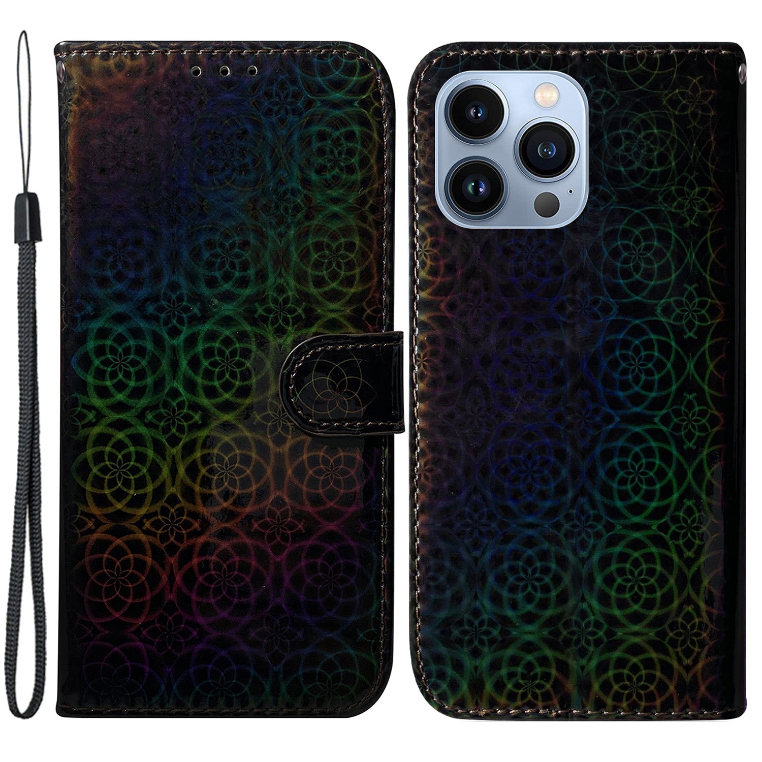 Stand Wallet Case til iPhone 15 Pro Max blændende blomstermønster læder mobiltelefon cover Stand Wallet Case til iPhone 15 Pro Max blændende blomstermønster læder mobiltelefon cover